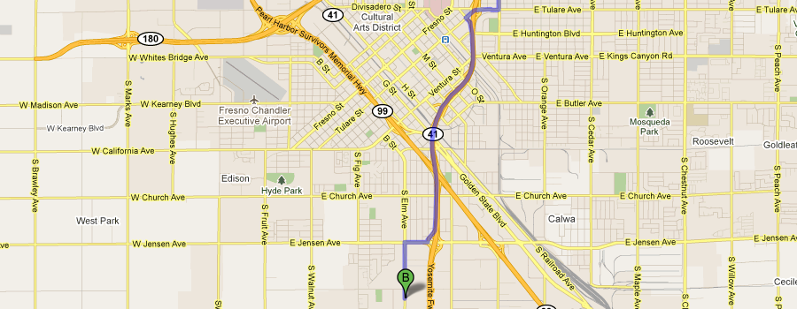 Map to Fresno Grape Stake Yard